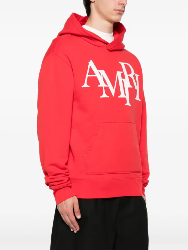 AMIRI Staggered Hoodie Red FARFETCH IN