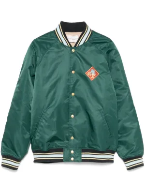 SAINT MXXXXXX Pigeon Varsity graphic-print Bomber Jacket | Green