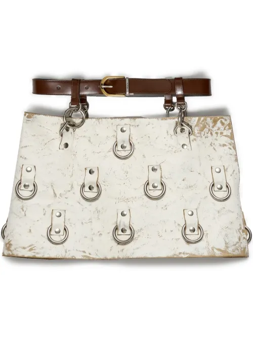 Minijupe en cuir à détail d'anneau - Prada - Modalova