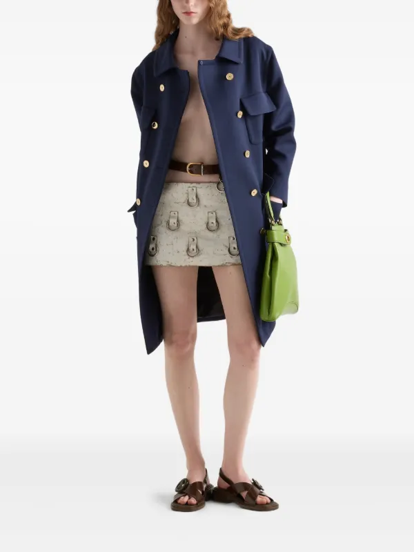 Prada リングディテール レザー ミニスカート | ホワイト
