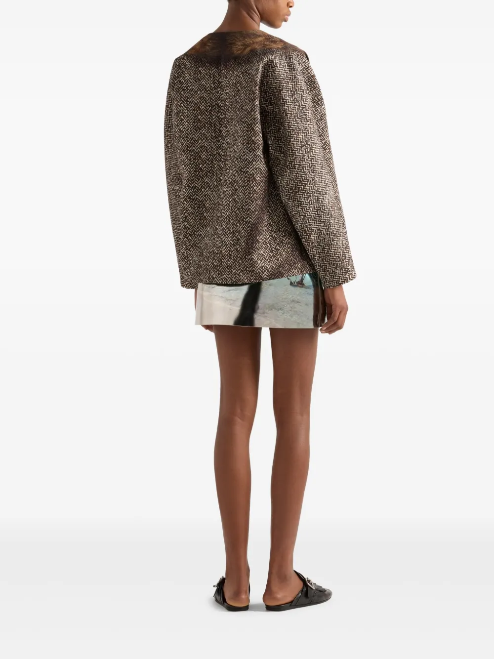 Prada Glanzende leren mini-rok Zilver