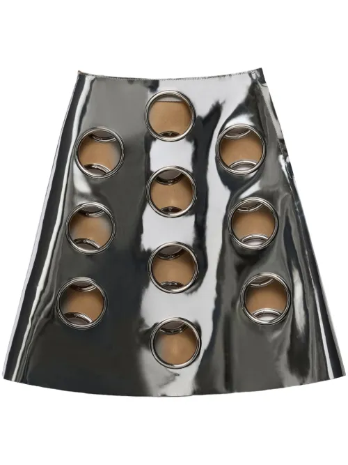 Jupe mi-longue en cuir à effet métallisé - Prada - Modalova