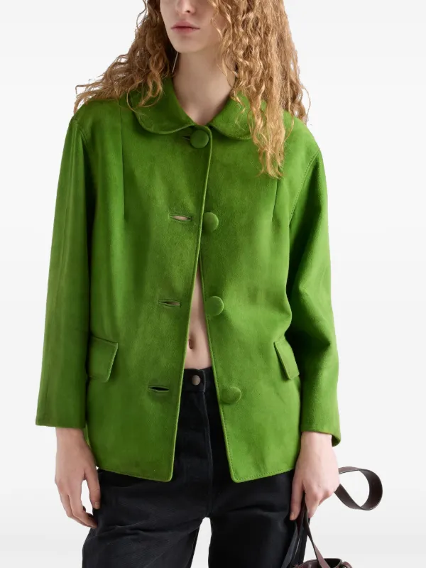 Prada スエード ジャケット | グリーン | FARFETCH JP