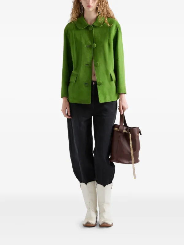 Prada スエード ジャケット | グリーン | FARFETCH JP