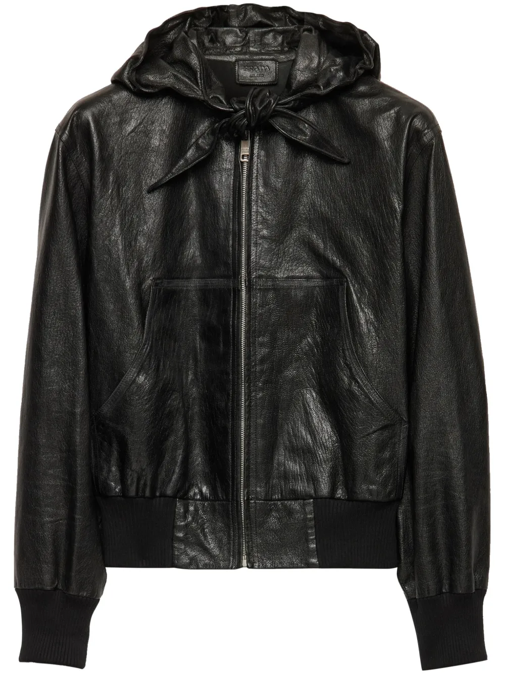 Prada hooded leather jacket | Black | Image 1