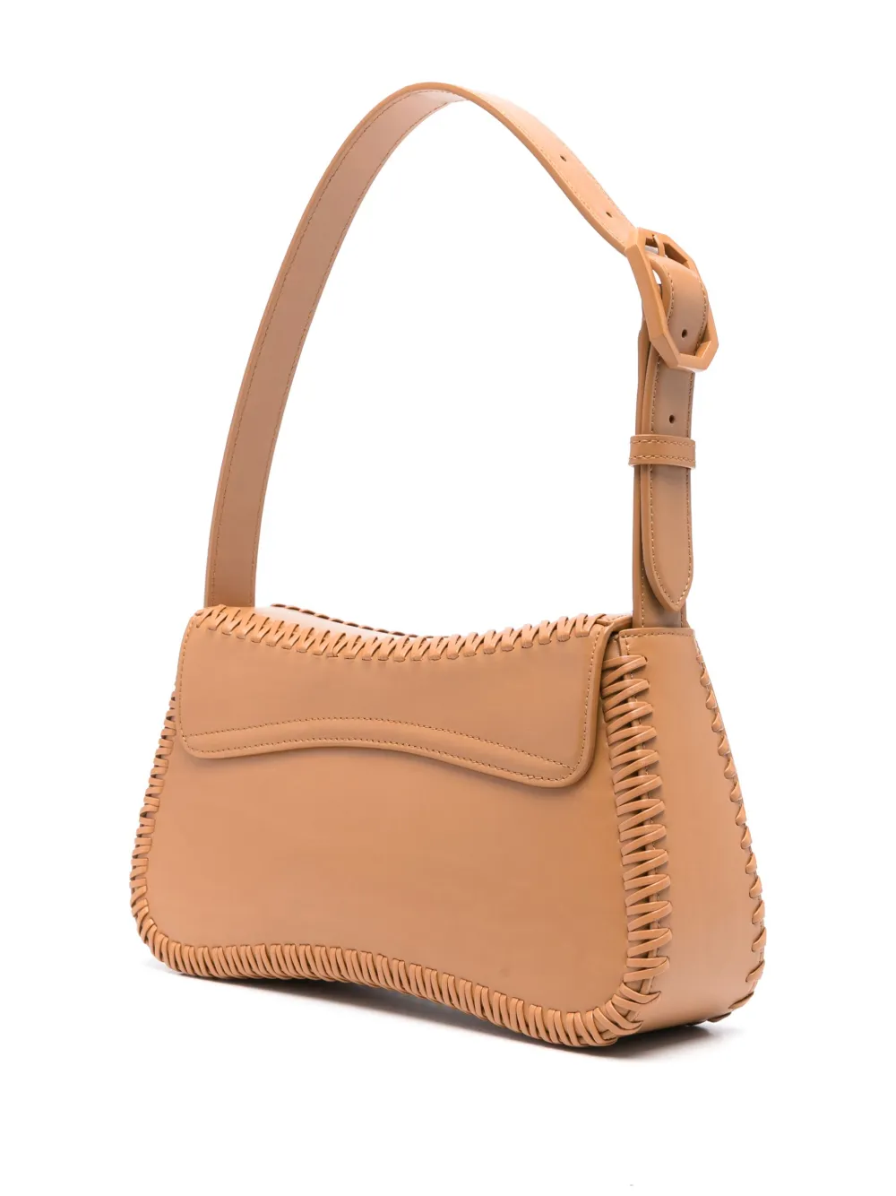 Emporio Armani Leather Shoulder Bag With Interweaving In Brown