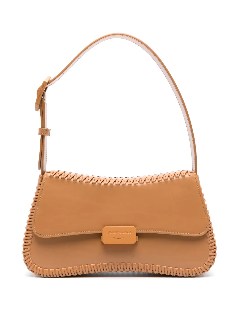 Emporio Armani Leren schoudertas Bruin