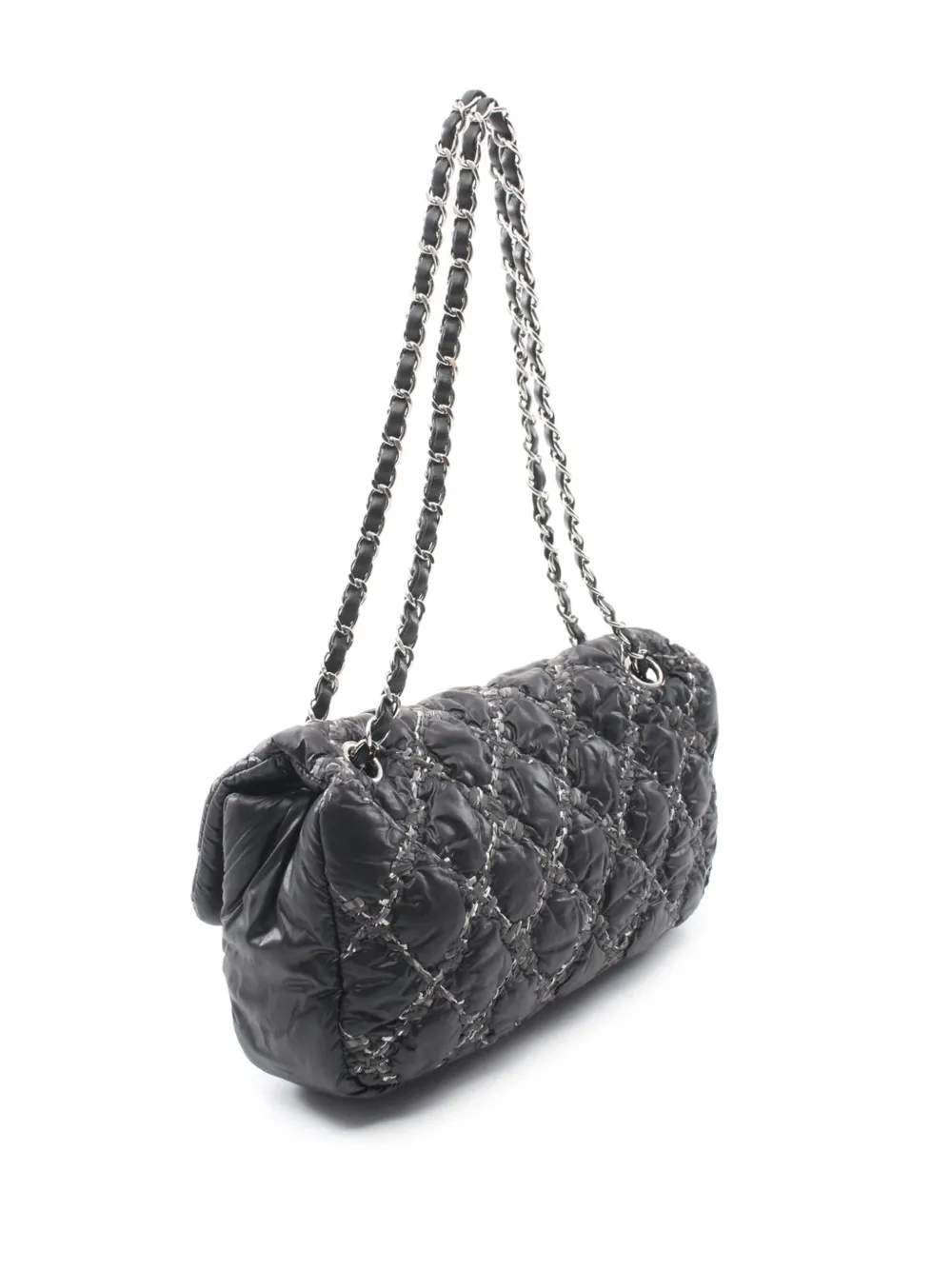 CHANEL Pre-Owned 2010-2011 Paris-Byzance Nylon Tweed On Stitch Bubble Accordion Flap shoulder bag - Zwart