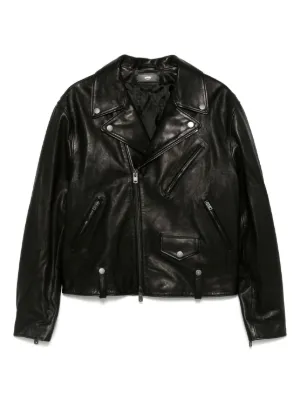 Versace レザー ライダースジャケット | ブラック | FARFETCH JP