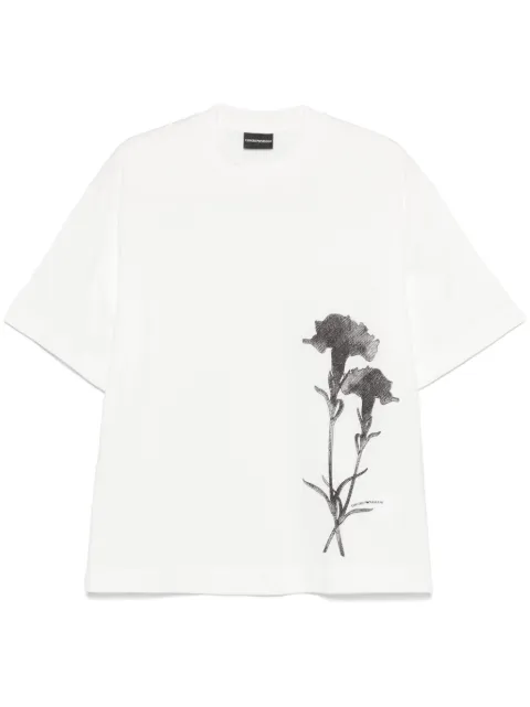 Emporio Armani flower-embroidered T-shirt 
