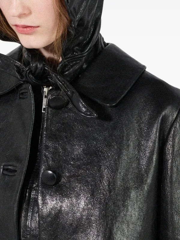 Prada button-up Leather Jacket | Black | FARFETCH