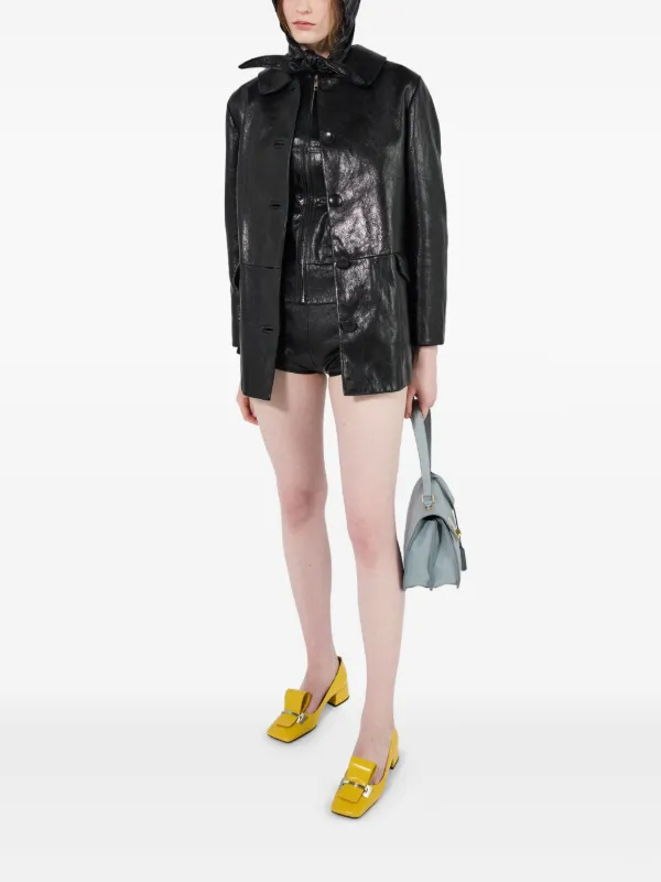 Prada button-up Leather Jacket | Black | FARFETCH
