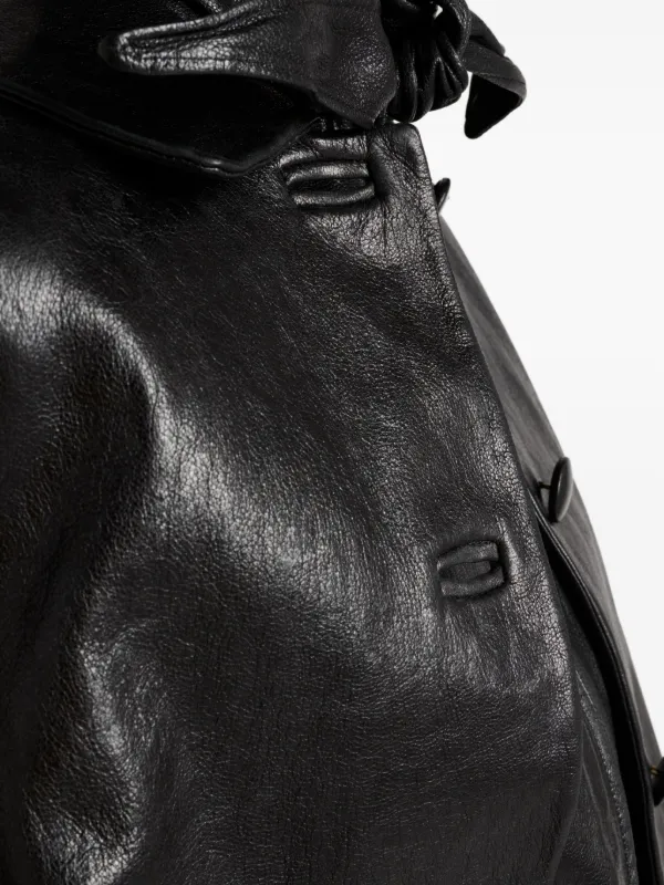 Prada button-up Leather Jacket | Black | FARFETCH