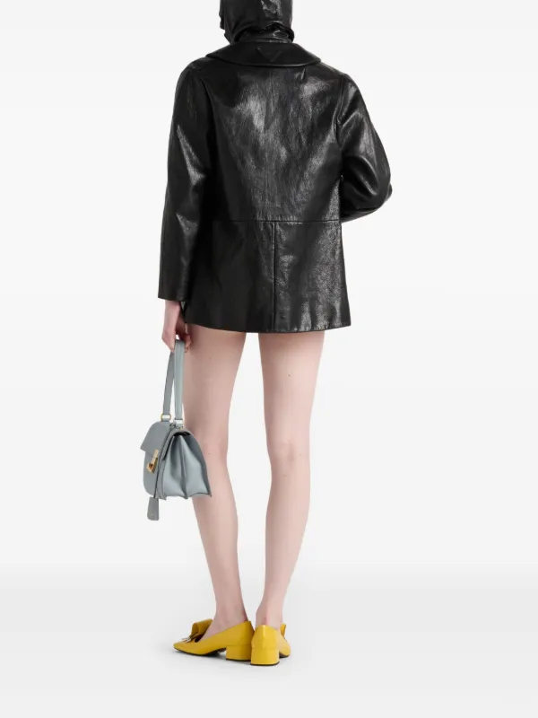 Prada button-up Leather Jacket | Black | FARFETCH