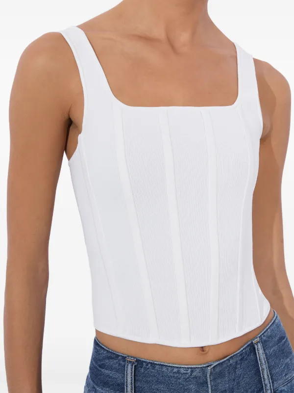 Alice + Olivia Sariah Corset Top | White | FARFETCH SG