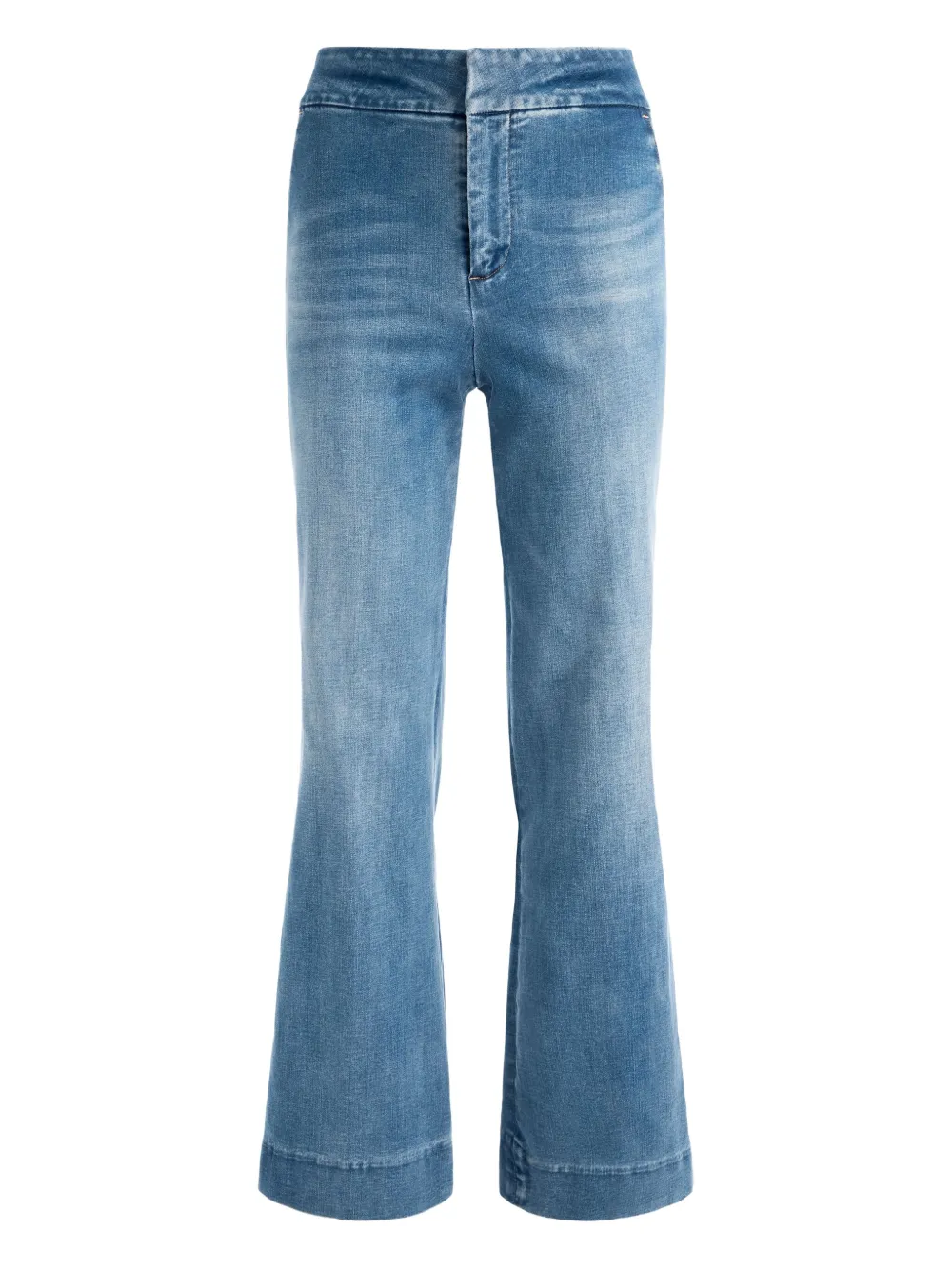Alice And Olivia Quinn Hr Cropped Bootcut Jeans Livia Vintage Blue In Blue