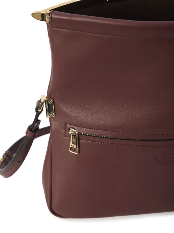 【関税送料込】TOD'S Magenta Bag Flap Bag in Leather Small Woman BEIGE Tod's Magenta Bag Flap Bag in Leather Small