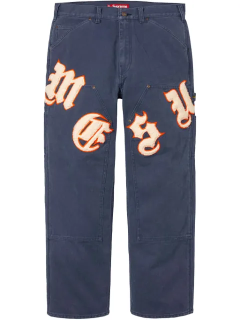 Supreme pantalones Old English Canvas Double Knee Painter SS 25 - Navy