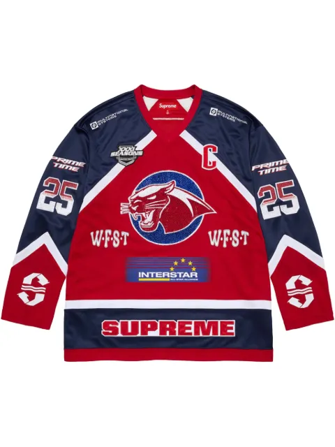 Supreme jerséi de hockey con detalles de strass