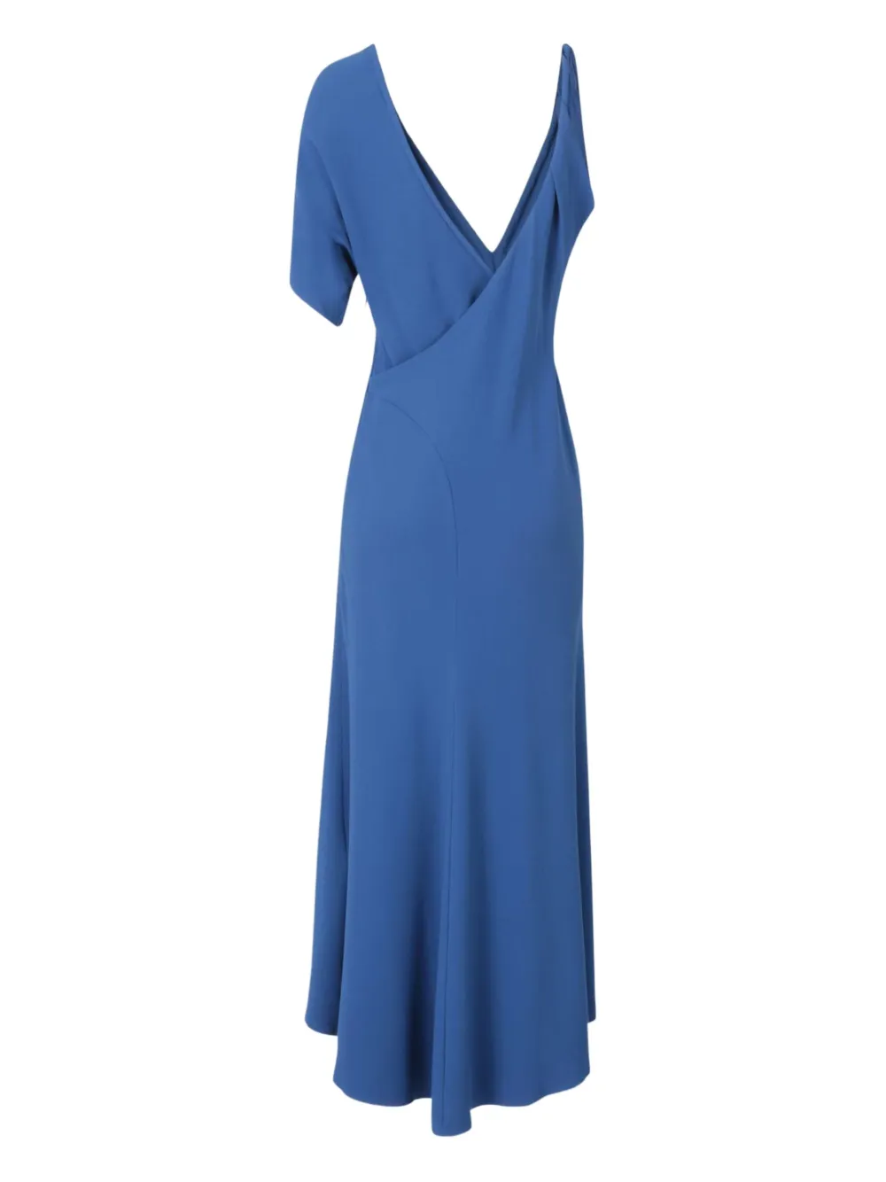 Victoria Beckham Asymmetrische midi-jurk met ruches - Blauw