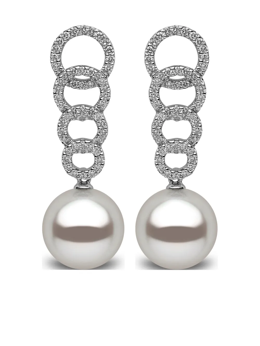Yoko London フレッシュウォーターパール&ダイヤモンド ピアス 18Kホワイトゴールド - シルバートーン Yoko London フレッシュウォーターパール&ダイヤモンド ピアス 18Kホワイトゴールド - シルバートーン