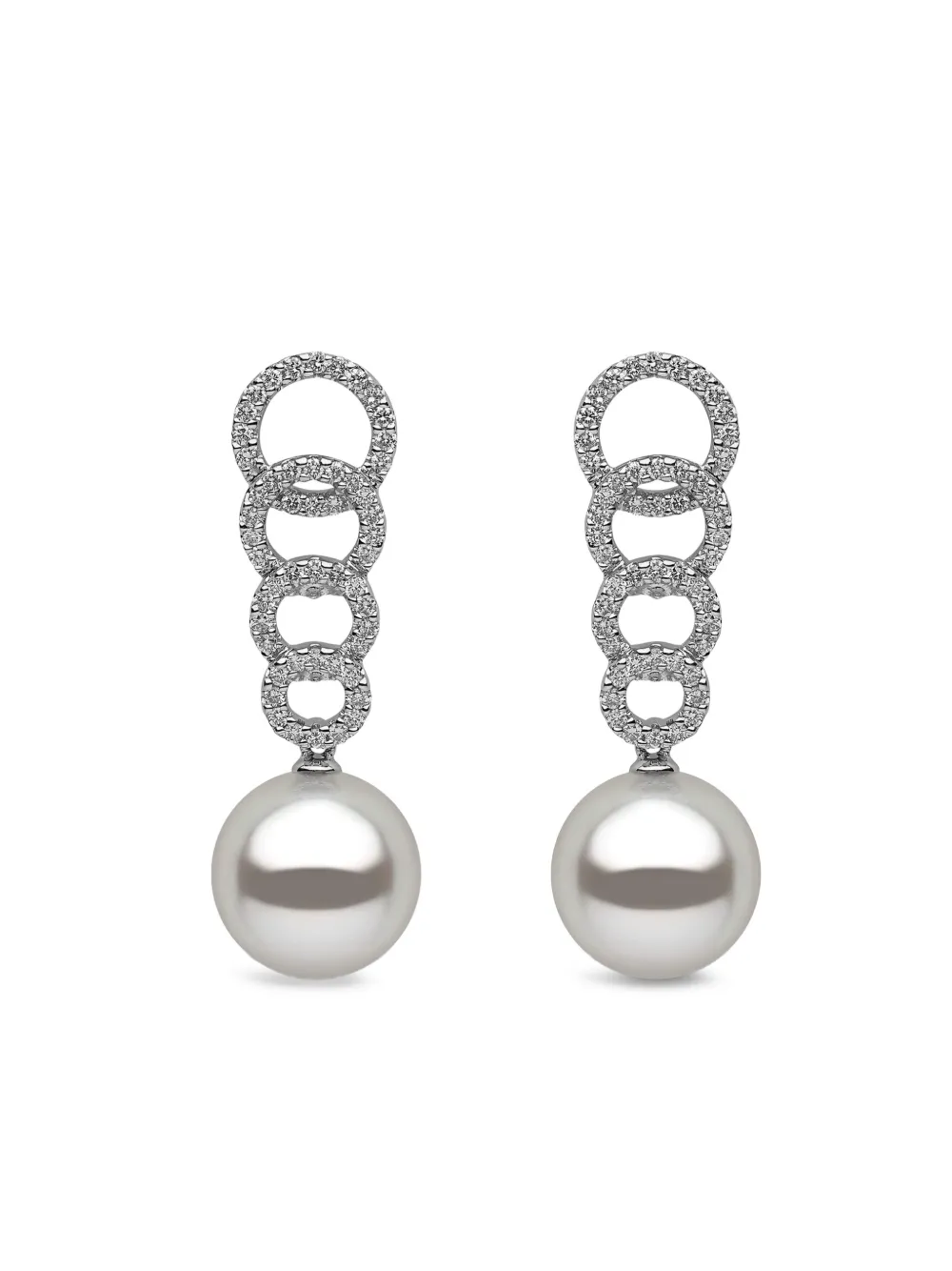 18K white gold freshwater-pearl and diamond earrings