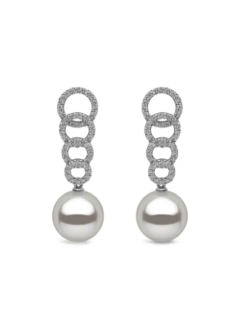 Yoko London Orecchini in oro bianco 18kt con diamanti e perle d'acqua dolce