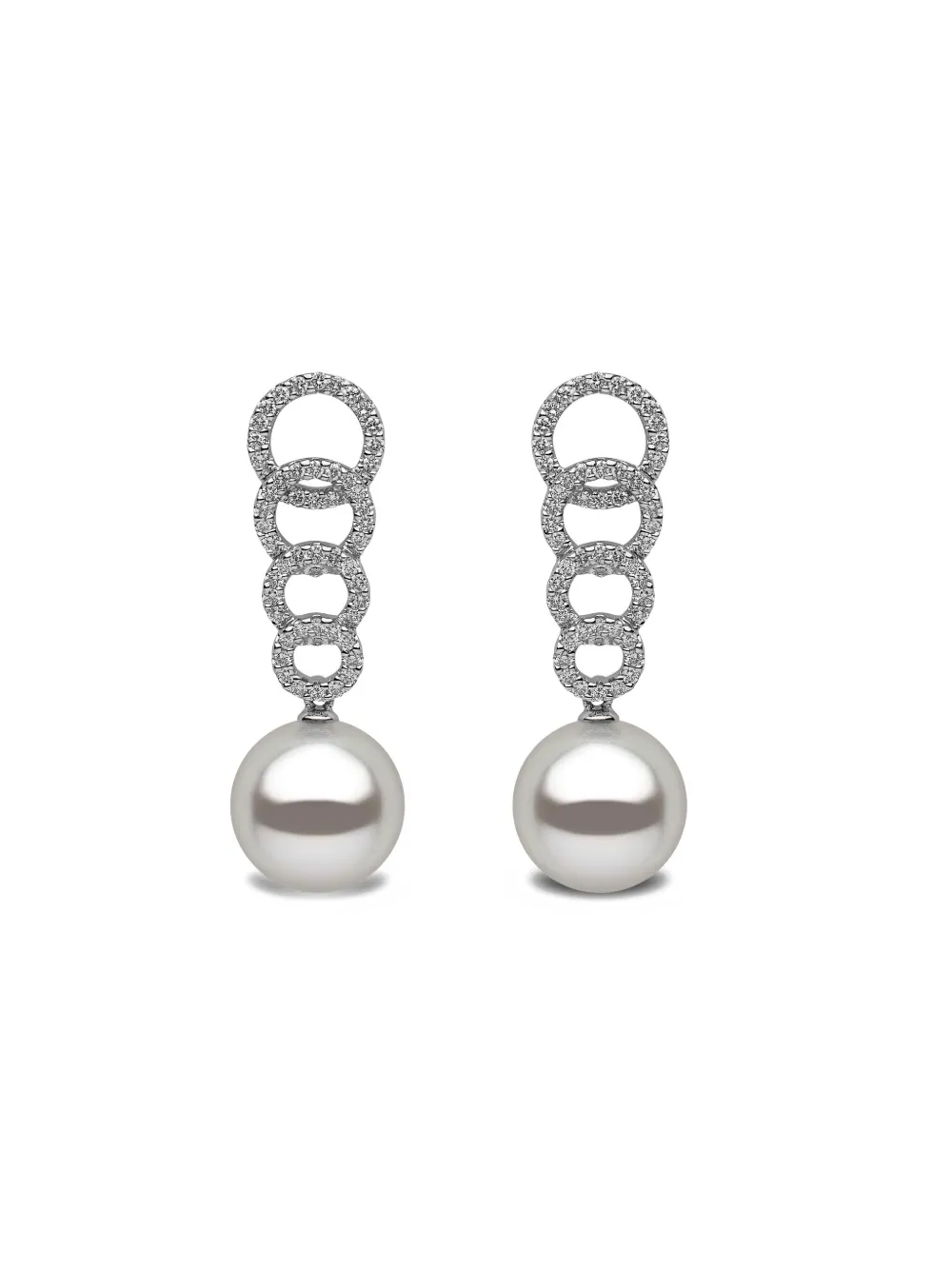Yoko London フレッシュウォーターパール&ダイヤモンド ピアス 18Kホワイトゴールド - シルバートーン Yoko London フレッシュウォーターパール&ダイヤモンド ピアス 18Kホワイトゴールド - シルバートーン