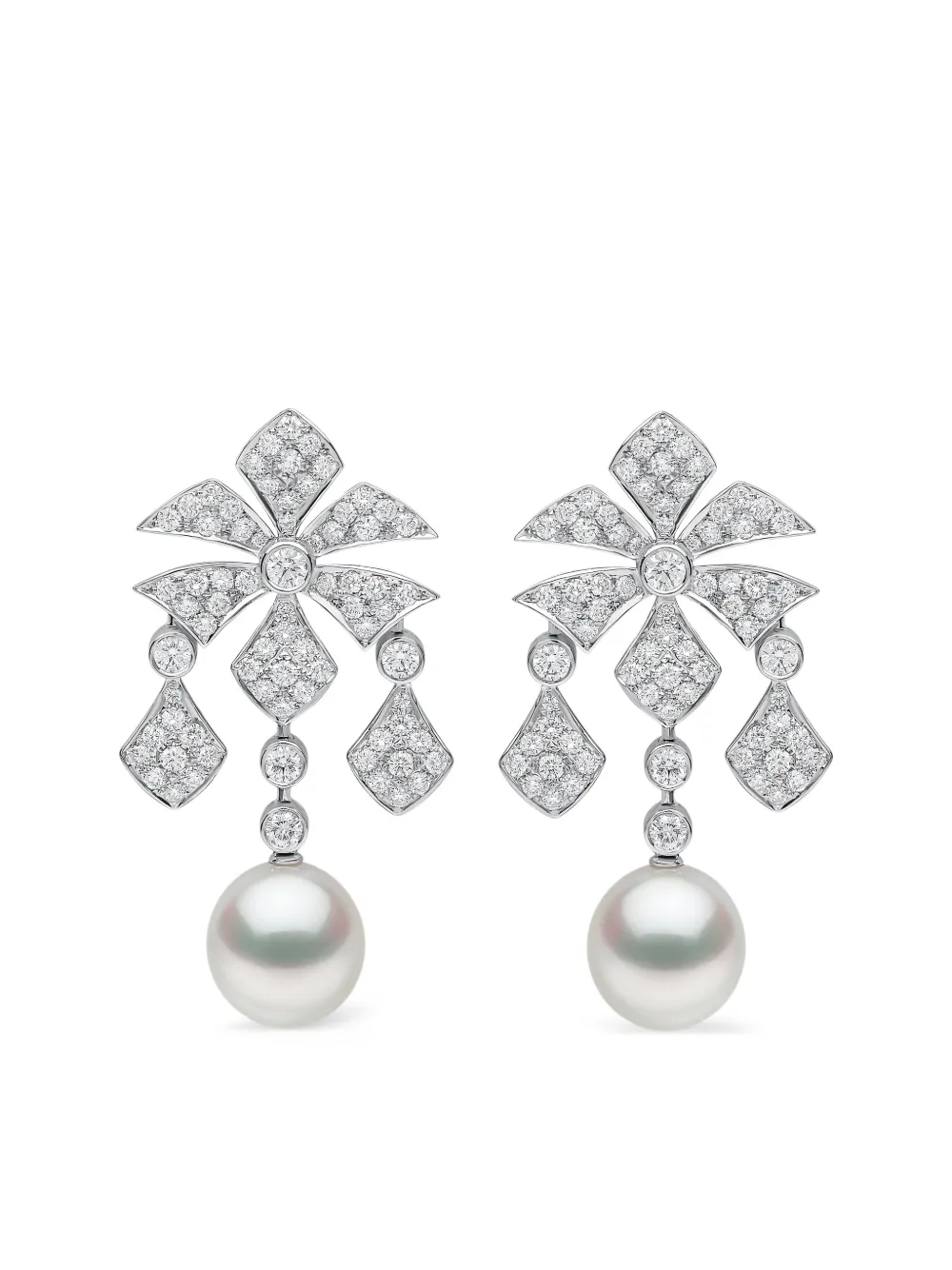 Yoko London 18K white gold South Sea-pearl and diamond earrings - Silber