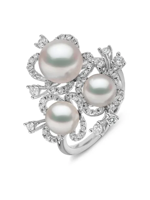 Yoko London 18K white gold Petal Akoya-pearl and diamond ring