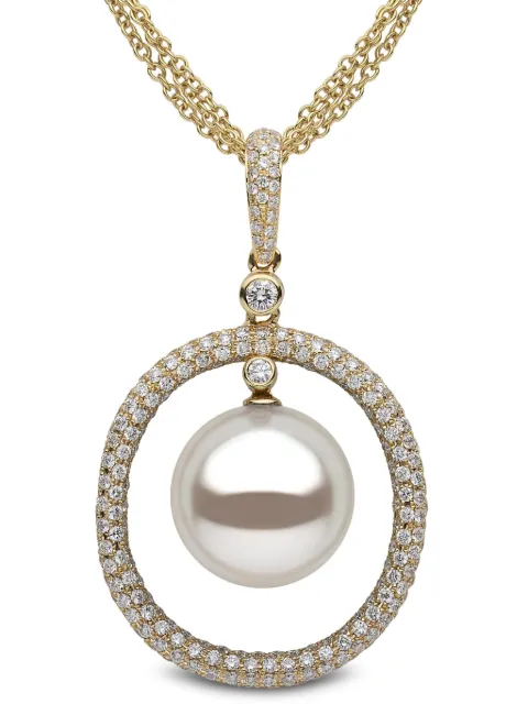 Yoko London 18K yellow gold diamond and pearl pendant