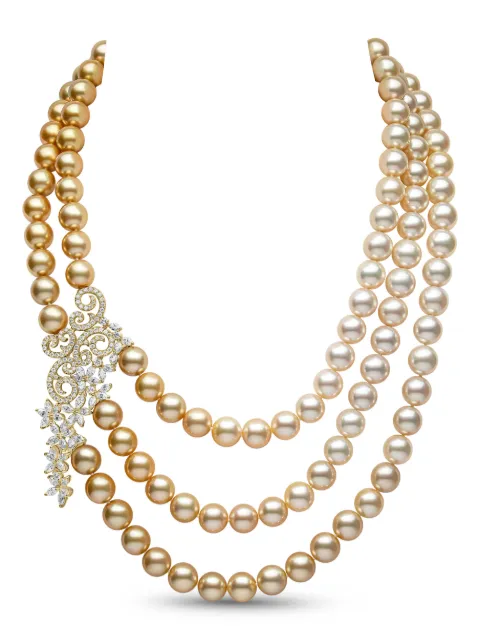 Yoko London 18kt yellow gold Ombré South Sea-pearl and diamond necklace