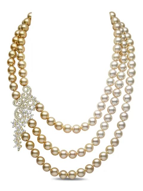 Yoko London 18kt yellow gold Ombré South Sea-pearl and diamond necklace