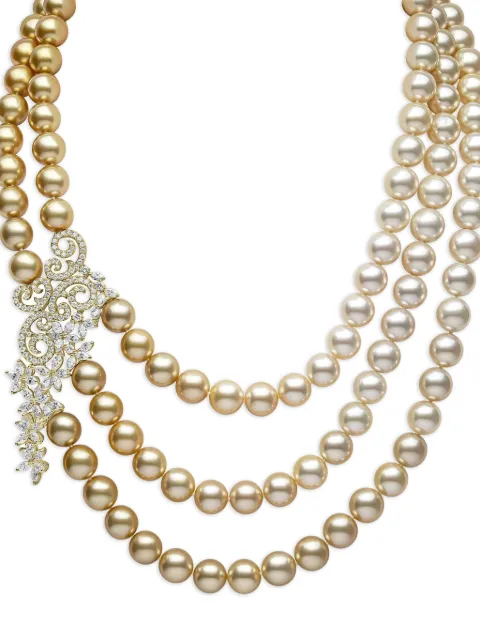 Yoko London 18kt yellow gold Ombré South Sea-pearl and diamond necklace