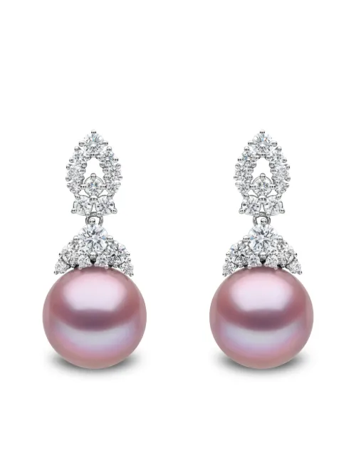 Boucles d'oreilles à perles Duchess en or blanc 18ct et diamant - Yoko London - Modalova