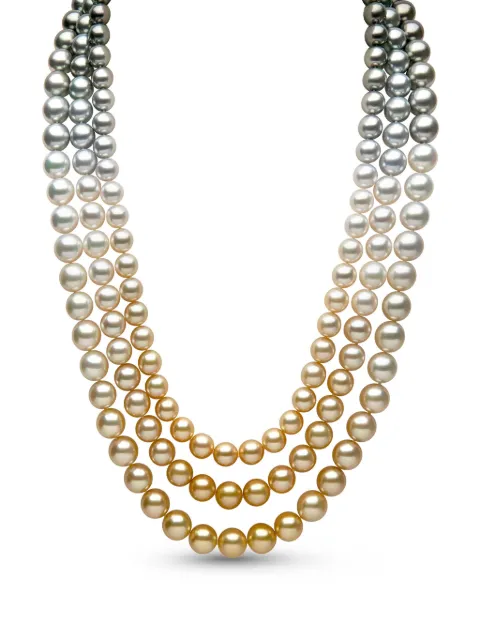 Yoko London 18kt yellow gold Ombré pearl necklace