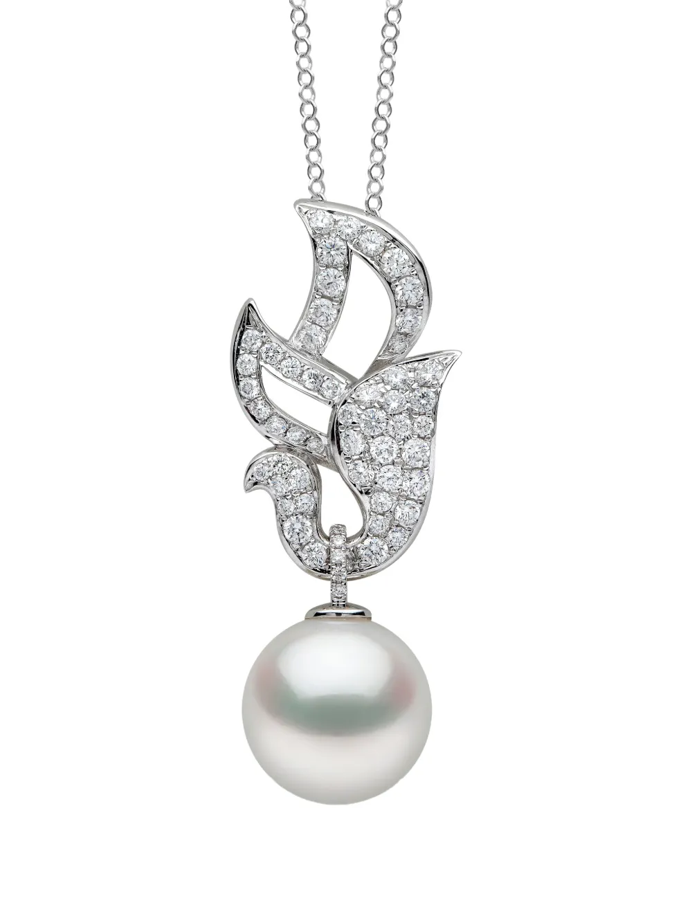 Yoko London 18K white gold Duchess pearl and diamond pendant - Silber