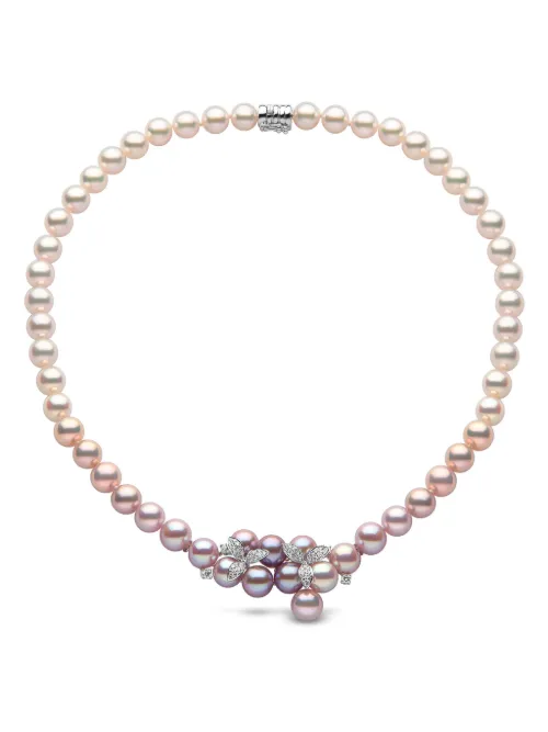 Collier Ombré en or blanc 18ct serti de diamants et de perles - Yoko London - Modalova