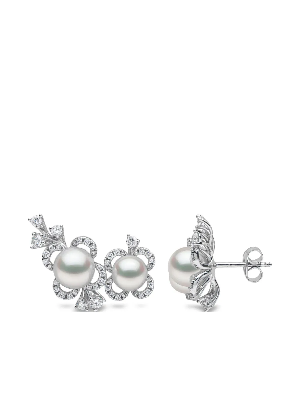 Yoko London 18K white gold Petal Akoya-pearl and diamond earrings | Image 2