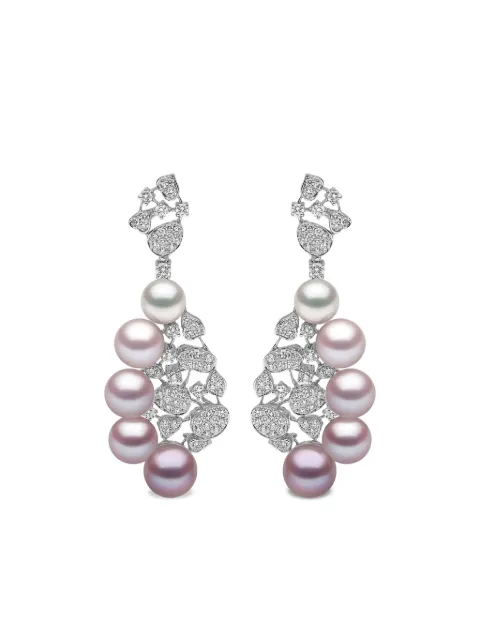 Yoko London 18K white gold Ombré pearl and diamond earrings