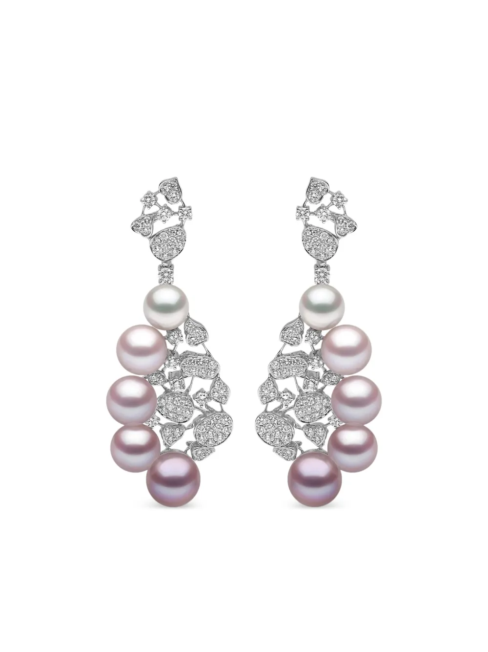 Yoko London Ombré パール&ダイヤモンド ピアス 18Kホワイトゴールド - シルバートーン Yoko London Ombré パール&ダイヤモンド ピアス 18Kホワイトゴールド - シルバートーン
