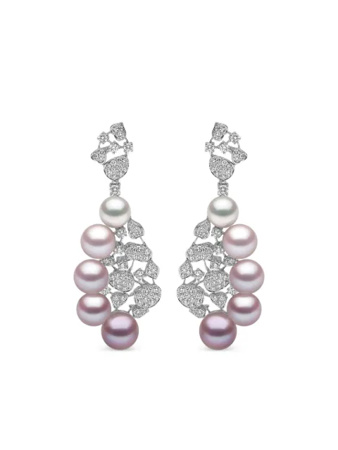 Yoko London 18K white gold Ombré pearl and diamond earrings