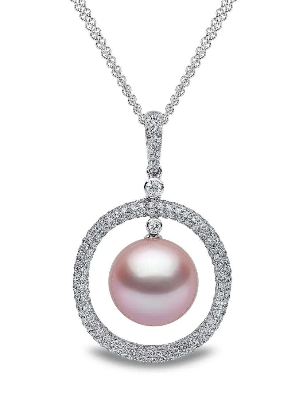 18K white gold diamond and pearl pendant