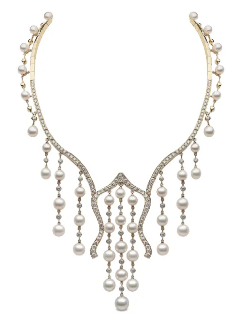 Yoko London 18kt yellow gold Akoya-pearl and diamond necklace