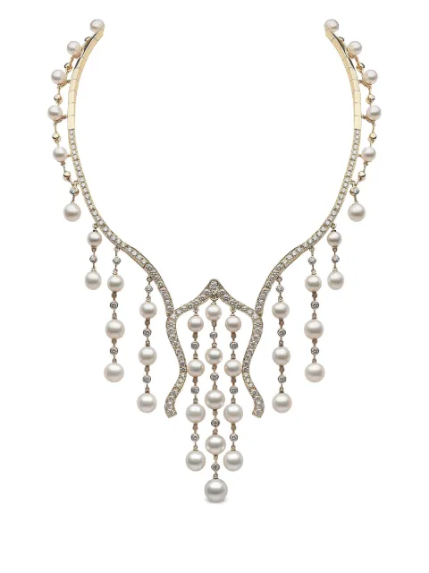 Yoko London 18kt yellow gold Akoya-pearl and diamond necklace