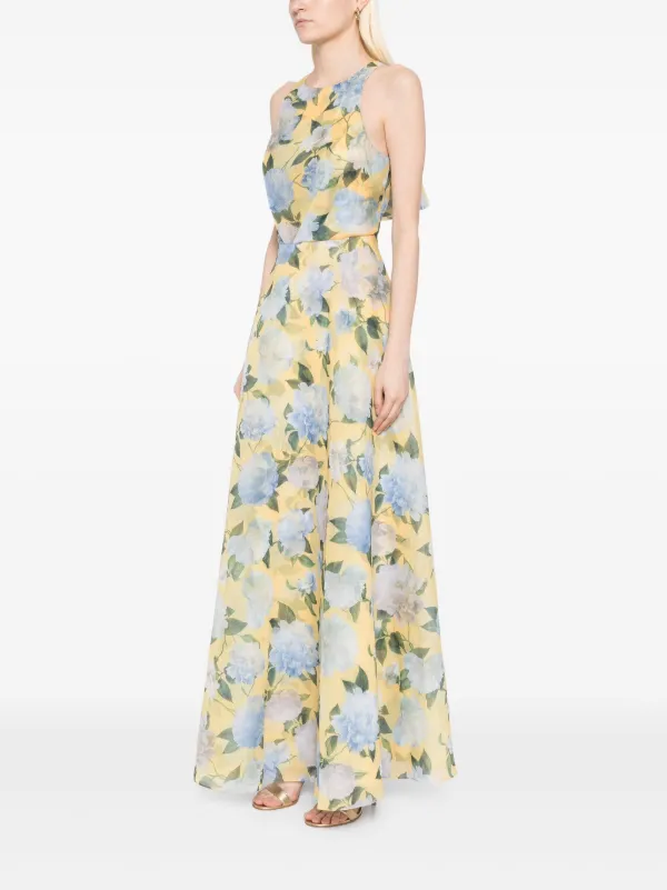 butter yellow halter dress Elegant Butter Yellow Halter Neck Satin Dress With Keyhole  FancyVestido