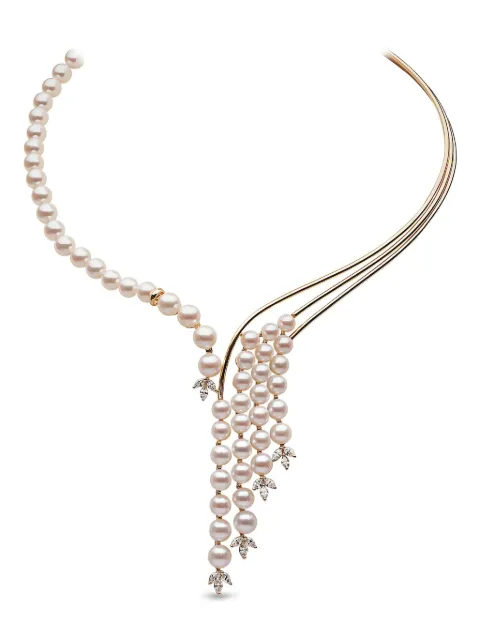 Yoko London 18kt yellow gold Akoya pearl and diamond necklace