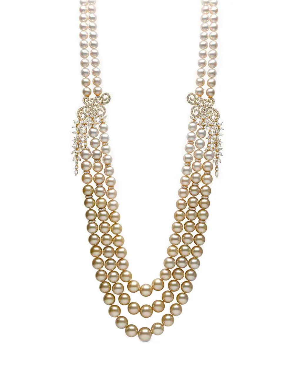 Yoko London 18K yellow gold Ombré pearl and diamond necklace - Oro