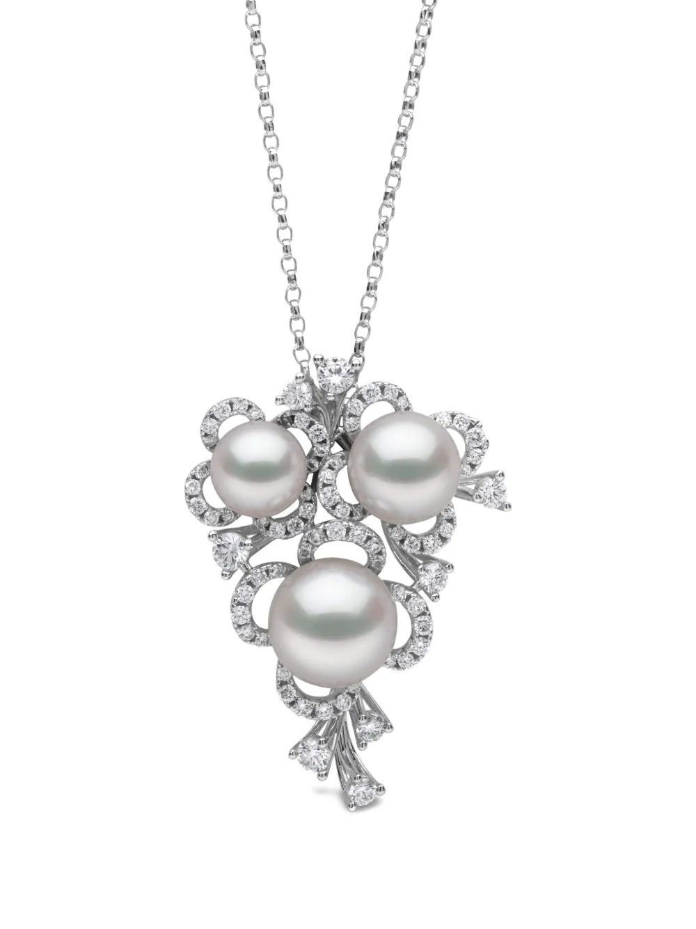 Yoko London Petal アコヤパール&ダイヤモンド ペンダント 18Kホワイトゴールド - シルバートーン Yoko London Petal アコヤパール&ダイヤモンド ペンダント 18Kホワイトゴールド - シルバートーン