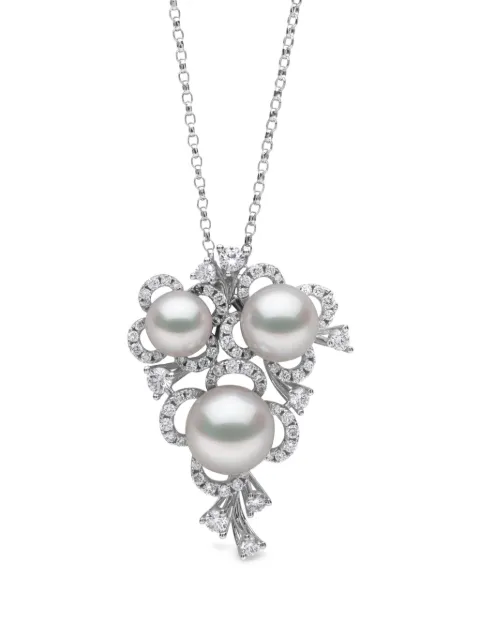 Yoko London 18kt witgouden Petal hanger met Akoya-parel en diamant